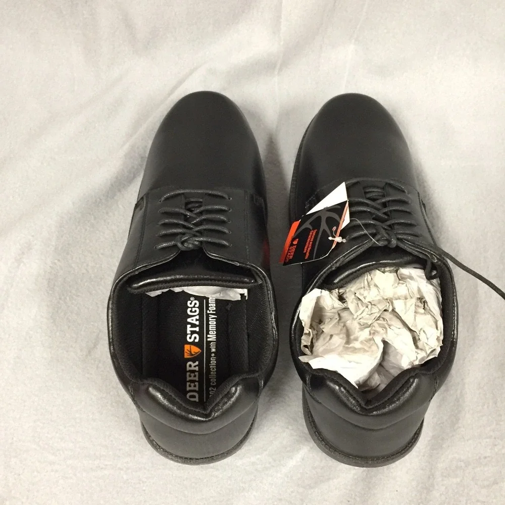 Deer‎ Stags Mens Crown Black Vega Oxford Dress Shoes Slip Resistant Size 14W